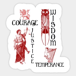 Stoic Philosophy 4 Cardinal Virtues Sticker